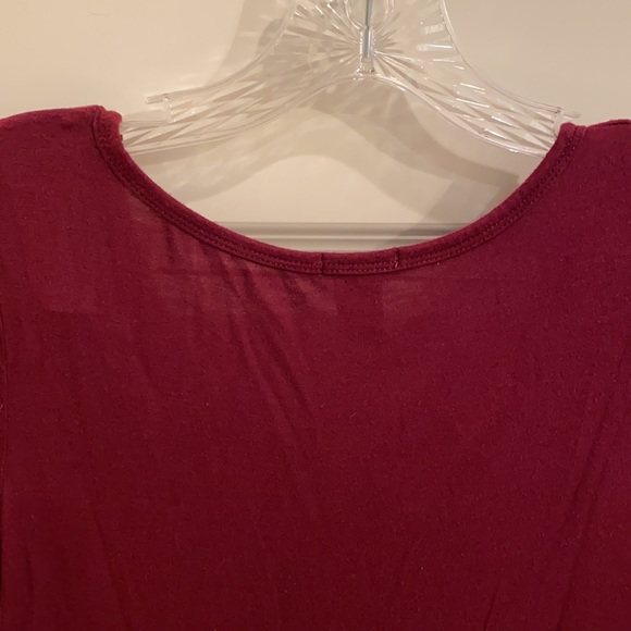 RUE21 Sz S Short Sleeve Henley Tee Maroon Stretch Slinky Thin Material Oversized - Picture 8 of 8